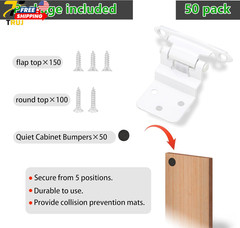 50 Pack 25 Pairs 3/8″ Inset Cabinet Door Hinges White Offset Self Closing Hinges