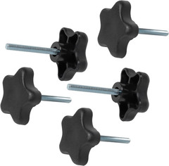 5 Pack 1/4″-20 5 Star Knobs with 2″ Threaded Stud, Thumb Screw Knobs with Bolts
