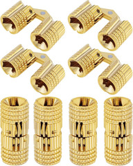 8Pcs 8 Mm Hidden Brass Barrel Hinges, 180 Degree Opening Angle Concealed Furnitu