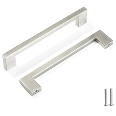 6-1/4″ Kitchen Cabinet Square Bar Handles Pulls x6 Nickel Silver Cabinet Pulls