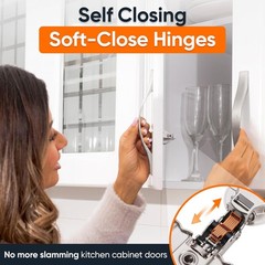 2 PCS Full Overlay Soft Close Cabinet Hinges for Kitchen Cabinets – 105° Face…