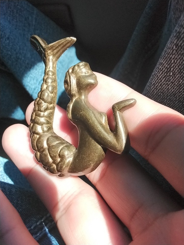 Copper Brass Mermaid Metal Knob 2″ Screw With Washer. IV