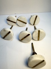 Set of 11 Marble Drawer Pulls – 8 Round and 3 Square