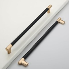 10 Pack 10”(254mm Hole to Hole) Black and Gold Cabinet Pulls, Knurled Brushed G