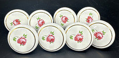 8 Vtg White Porcelain Pink Rose Flower Cabinet Drawer Knobs Hardware Grannycore