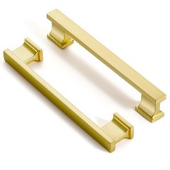 FABERHOM Brushed Brass Cabinet Handles,10 Pack 5 Inch128mm Hole Centers Kitch…
