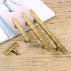 GOLDENTIMEHARDWARE 3 3/4in Gold Cabinet Handles 6 Pack Brushed Brass 6″ Length
