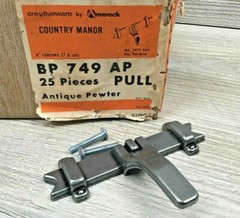 4 Vintage 1970’s Amerock Country Manor Antique Pewter Drawer Pulls BP-749-AP