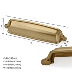 khtumeware 10 Pack 6 inch(152 mm) Drawer Pulls Brushed Brass Cabinet Cup Pull…