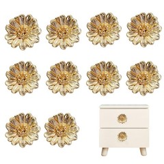 Xinally 10 Pcs Gold Cabinet Knobs,Zinc Alloy Flower Shape Drawer Knobs,Cabine…