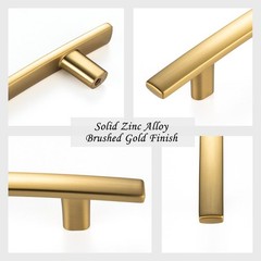Curved Brushed Gold Cabinet Pulls 3 Inch Hole Centers – 10 Pack for Kitchen