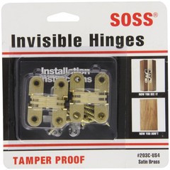 203CUS4 Mortise Mount Invisible Hinges with 4 Holes, Zinc, Satin Brass Finish…