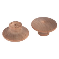 Birch Mushroom Knob 2″ Dia. 1″ Tall w/screws 2 pack