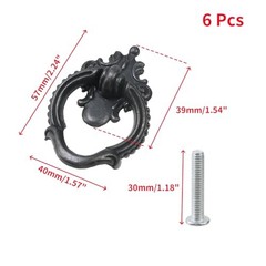 6 Pcs Drawer Pulls Handles Bronze Ring Pulls Single Hole Antique Style