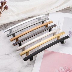 Curved Brushed Gold Cabinet Pulls 3 Inch Hole Centers – 10 Pack for Kitchen