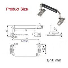 304 Stainless Steel Folding Handle 90 Degree Hole Center 3.93 in Four Hole