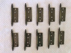 ~Antique Brass~🚪Non-mortise Hinges, Finial Tips (10 Hinge Lot) 2″ – W/ screws💥