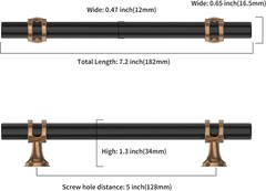 10 Pack 5 Inch(128Mm) Champagne Bronze and Matte Black Kitchen Cabinet Handles,
