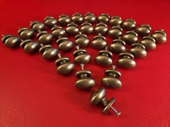 34 Pewter Knobs Oval Cabinet Hardware Door/Drawer Pulls Heavy 1.25″T x 1.5″L