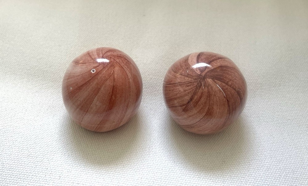 MacKenzie Childs Ceramic Swirl Knobs Pulls set of two (2) Dusty Rose
