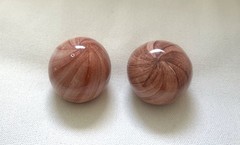 MacKenzie Childs Ceramic Swirl Knobs Pulls set of two (2) Dusty Rose