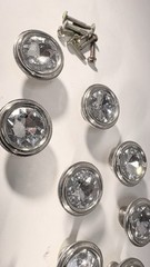 Unique Set 10 Clear Glass Rhinestone Jeweled Door Knobs Q