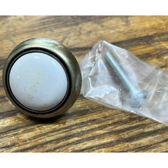 25 Amerock Designer London Brass White Ceramic 1.25 Dia Cabinet Knob IBP1921-LBW