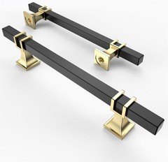 Asidrama 10 Pack 7.5 Inch(192mm) Matte Black and Gold Kitchen Cabinet Handles