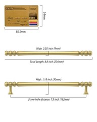 10 Pack 7.5″(192mm) Hole Center Matte Gold Kitchen Cabinet Handles, Brushed G…