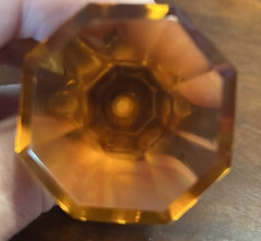 3 Anthropologie glass Amber/Orange Octogon Drawer Cabinet Pulls Knobs New VInt