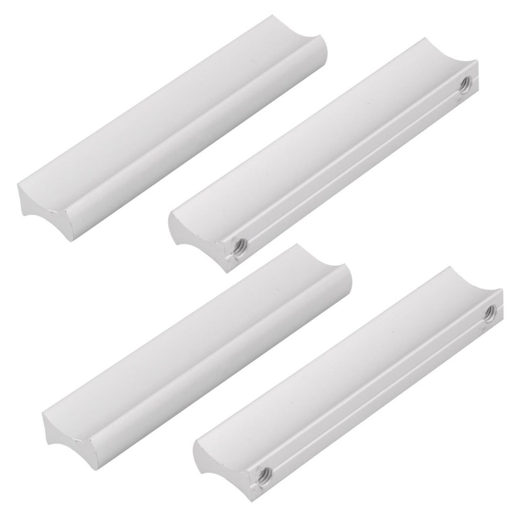 Furniture Metal Drawer Pull Handle Silver Tone 6cm Hole Center Distance 4 Pcs