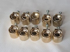 10 Vintage Mid-Century Modern Barrel Plastic Cabinet Drawer Knobs Gold