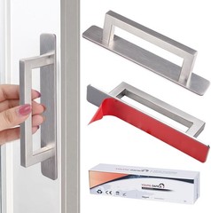 Durable Square Self-Adhesive Handles – 6” Stainless Steel Easy Install, 2 Pack