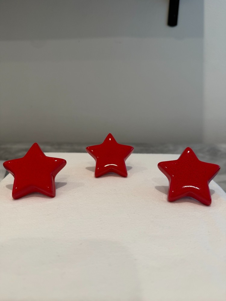 3 Ceramic Knobs STAR Drawer Pull Cupboard Door/ Closet Doorknobs *** CUTE***!!