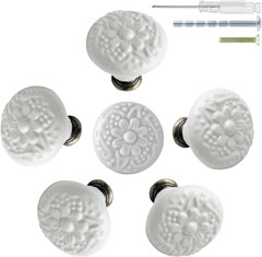 6 Pcs White Ceramic Kitchen Cabinet Knobs | Retro Ceramic, Vintage