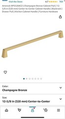 Amerock BP55284CZ Blackrock 12-5/8″ Center Handle Pull – Champagne Bronze