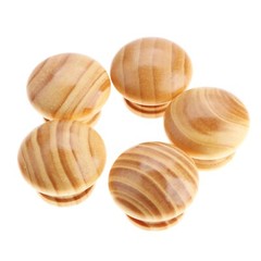 5PCS 34mm*25mm Natural Wood Furniture Cabinet Knob Drawer Wardrobe Pulls Handles