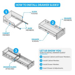 14 Inch Drawer Slides 1 Pair Side Mount Rails – Heavy Duty Full Extension Bal…