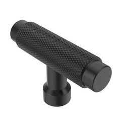 10 PCS Matt Black Cabinet Knob 2.1 Inch 55mm T Bar Knurled AL6017MB Handle