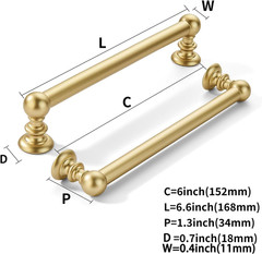 Brushed Gold Cabinet Pulls – 10 Pack 6 Inch Heavy-Duty Hardware for Kitchen & Ba