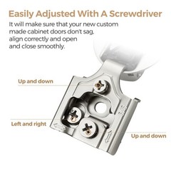 2 PCS 1 Pair 3/8 Inch Overlay Soft Close Kitchen Cabinet Hidden Door Hinge