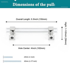 10 PCS Acrylic Cabinet Handles Modern Drawer Pulls 4 Inch Hole Centers