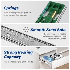 Ubisin 6 Pairs 24 Inch Soft Close Drawer Slides Ball Bearing Cabinet Rails