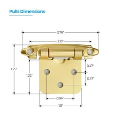 50 Pack 25 Pairs Satin Brass Gold 1/2 In Overlay Self Closing Hinges Kit