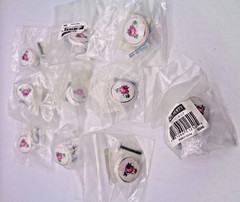 Lot of 10 Vintage NOS Ceramic Cabinet or Drawer Pull Knobs Pink Rose Design
