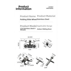 Stainless Steel Pulley for Sliding Doors 8x7x7cm with Solid Construction