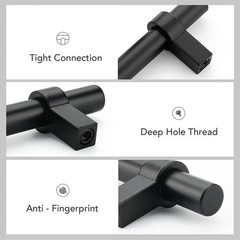 Cabinet Handles 3-3/4 Inch Black Pulls 6 Inch Overall Length – Easy