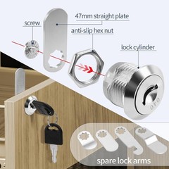 5/8” Alloy Cam Locks with Keys, for Mailbox, Toolbox and Pickup Trucks(2 Pack)