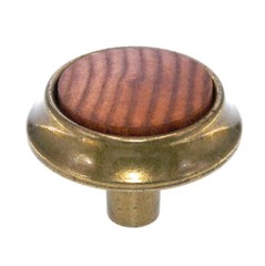 Vintage Amerock Tribute Burnished Brass and Wood 1 1/4″ Cabinet Knob BP651-FWD