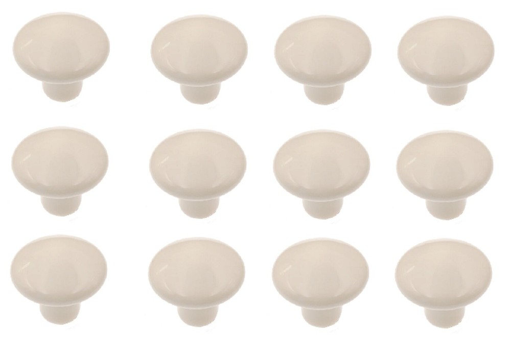 12 Knob Cabinet Drawer 1-1/2″ Ivory Ceramic Mushroom Knobs Straight Stem w/Screw
